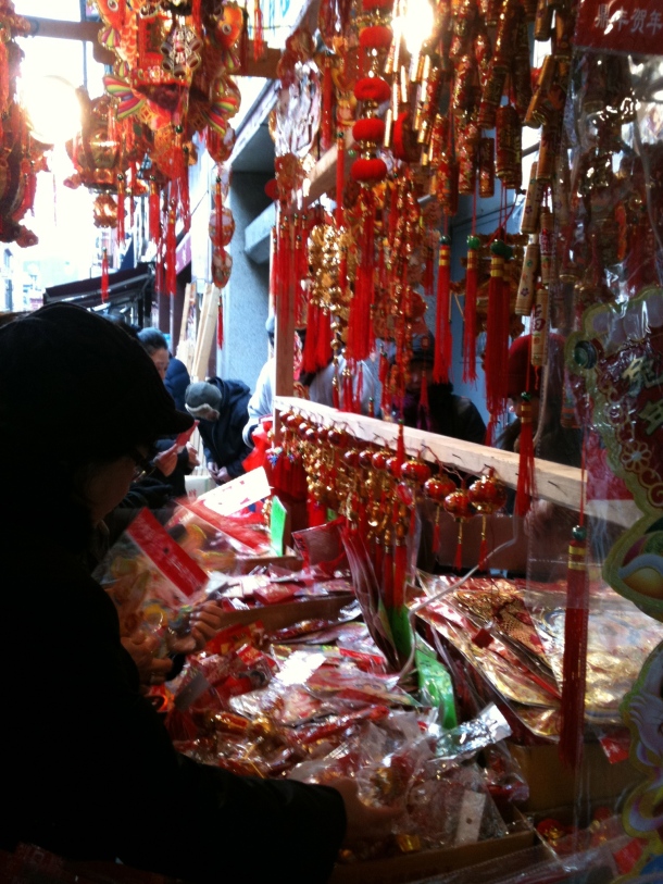 New Years decorations in Chinatown. Photo: Grace Young.